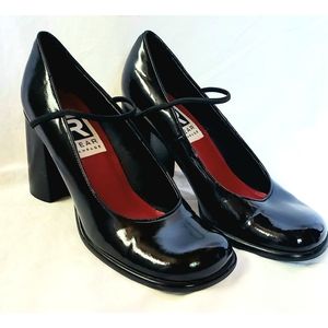 Vintage 90s Square Toe Mary Jane Block Heels
